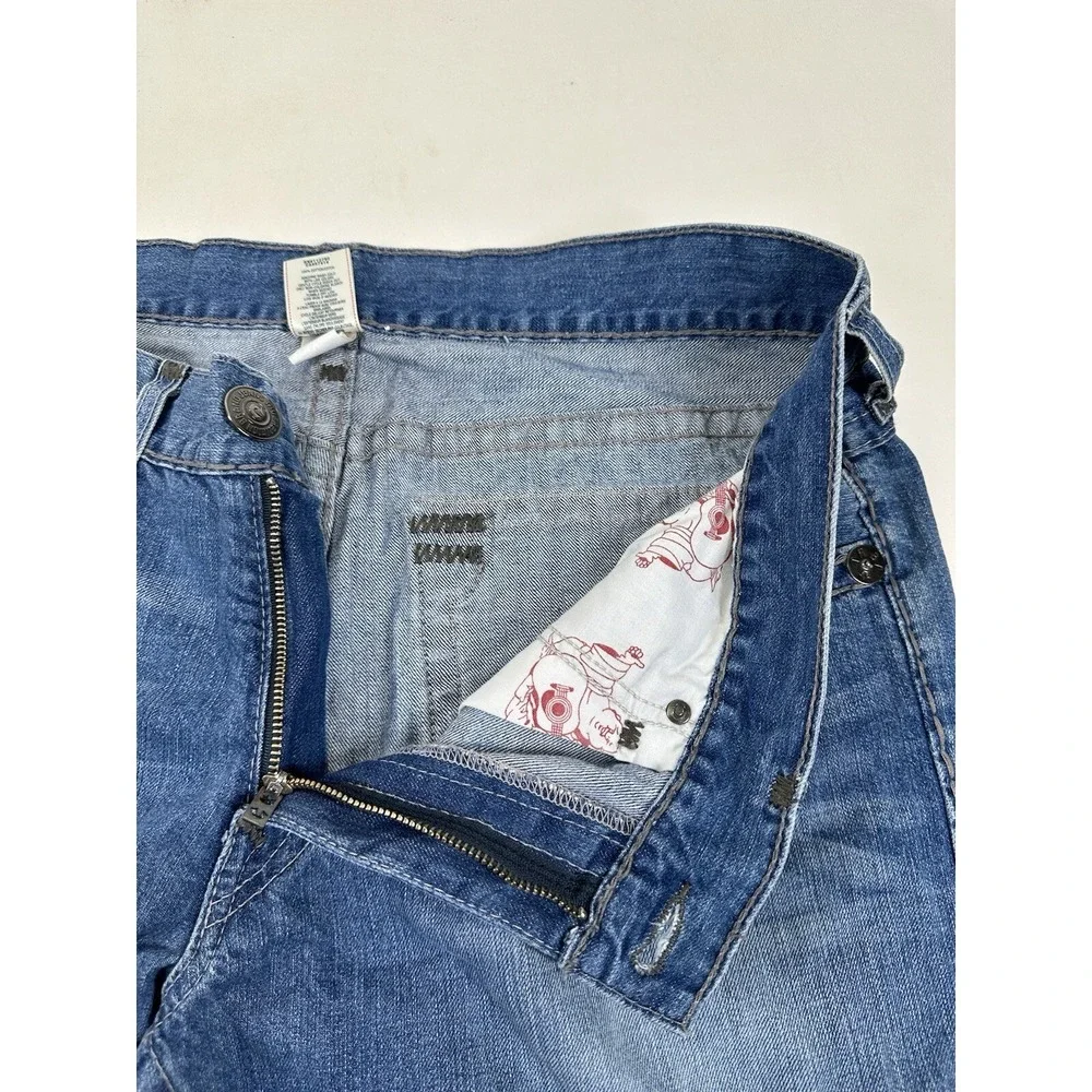 True Religion Jeans Mens 40x30‎ Ricky Super T Flap Pockets Blue HEMMED